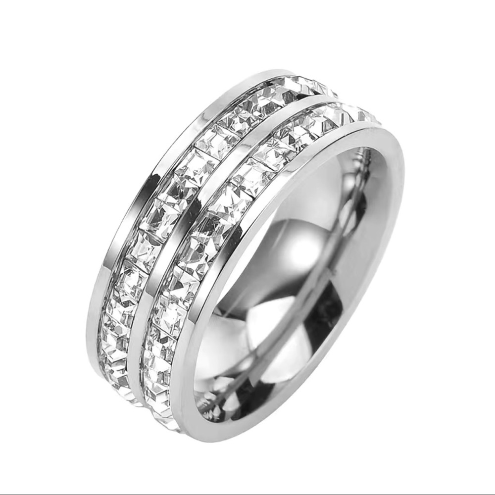 Silver 925 Double Ring with little diamonds